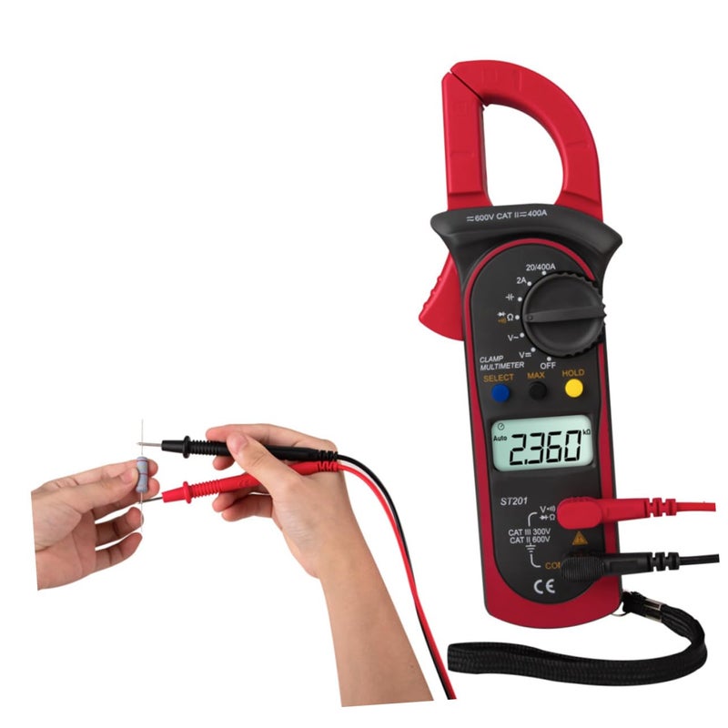 Red Digital Clamp Multimeter Auto Ranging AC DC Voltmeter Ammeter Ohm Tester - Image 5